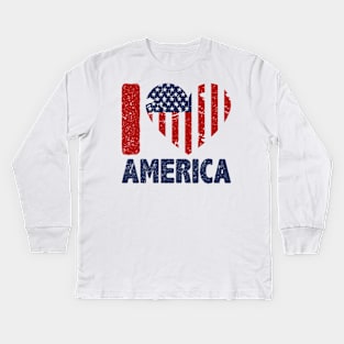 American independence day flag design Kids Long Sleeve T-Shirt